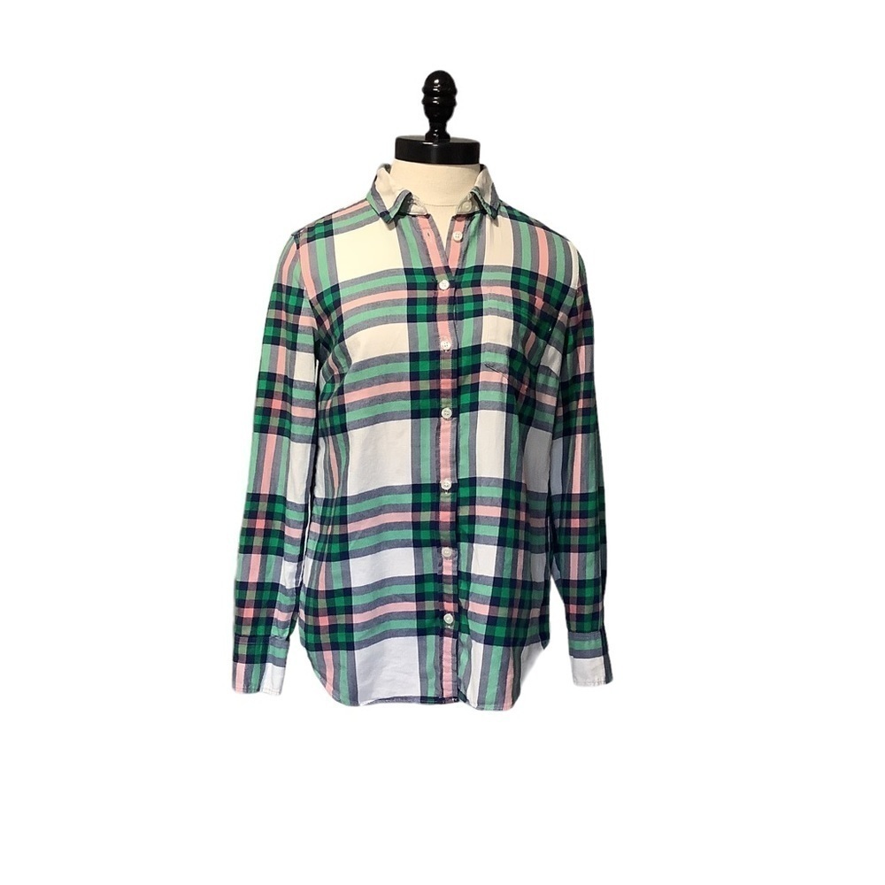 J. CREW Boy Fit Plaid Flannel Button‎ Down Shirt - Size XS